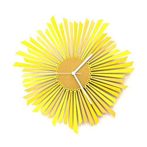 The Sun - Stylish Yellow and Gold Wooden Yellow Wall Clocks