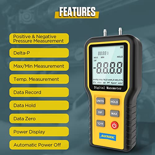 Digital Manometer,Handheld HVAC Manometer,DualPort Manometer Gas