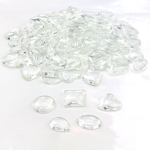 Weoxpr 100pcs Glass Cabochons Clear Dome Tiles for Cameo Pendants Photo Craft Jewelry Making(Round, Oval, Square, Teardrop, Heart-shape)