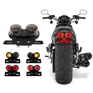 Sidaqi Motorcycle Tail Light 40W 40-LED Dual Brake Light Integrated Turn Signal & Driving Light With License Plate…
