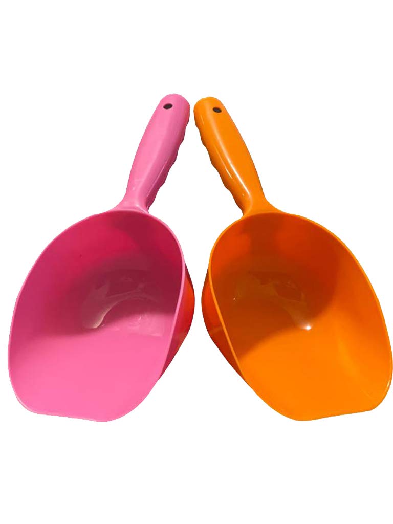 Pet Dog Puppies Food Scoop Pack of 2 Bamboo For Pet Pet Food Cat Dog (PINK/ORANGE)