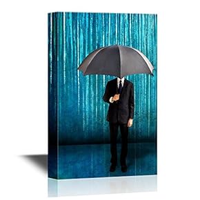 Suits Canvas Wall Art - Cat Businessman in Front of Office Buildings - Gallery Wrap Modern Home Art | Ready to Hang - 12x18 inches