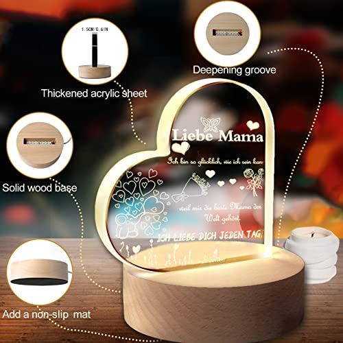 Mama Geschenke, Muttertagsgeschenke, Mama Geburtstag Geschenke, 2023 aufgewertet graviert Nachtlicht Bonus mit Holzsockel, alles Gute zum Geburtstag, Jahrestag, Erntedankfest, Weihnachtsgeschenke etc