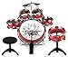 Velocity Toys 11 Piece Children's Kid's Musical Instrument Drum Play Set w/ 6 Drums, Cymbal, Chair, Kick Pedal, Drumsticks (Red)