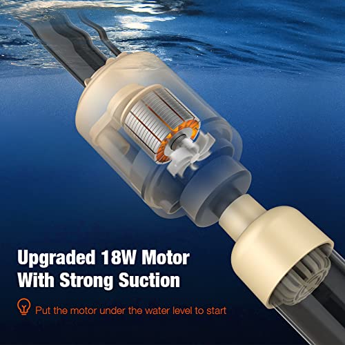 bedee Aquarium Vacuum Gravel Cleaner Electric Fish Tank Cleaner 6 in 1 Automatic Water Changer Filter for Washing Sand Removable Siphon Vacuum Gravel Cleaner Kit 18W IP68 Waterproof Safer-Beige