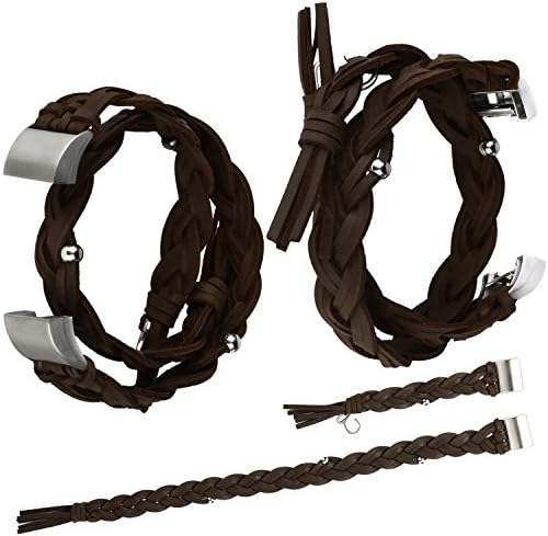 Compatible with 22mm Fitbit Charge 2 Wristband, Qianyou Manually Woven Leather Bracelet Watch Band of Double-Circle Replacement Strap for Fitbit Charge HR Men/Women Optional Colors-Brown