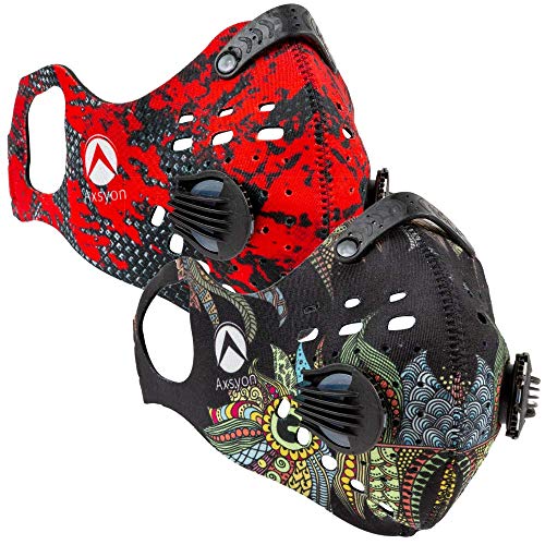 Axsyon Dust Mask Ear Loop Model 2 Pack. Includes 4 Activated Carbon N99 PM2.5 Filters, 4 Sponies Anti-Fog/Comfort Foam Nose Bridges and 4 Valves. For Work, Cleaning, Woodworking, Mowing, Outdoor