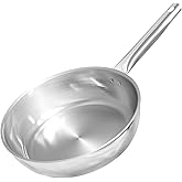 Sunhouse 9 Inch Tri-Ply Stainless Steel Frying Pan, Whole-Clad No Coatings Skillet with Stay-cool Handle for Cooking, Durable & Oven Safe to 500°F, Dishwasher Safe, Compatible with All Cooktops