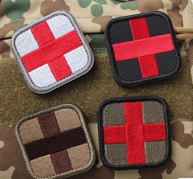 Bundle 4 Pieces Cross Tactical Medic Medical Aid Embroidery Patches Tactical Medical Backpack Armband Insignia Patch