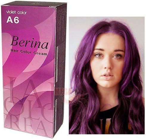 Berina Hair Professional Permanent Hair Dye Color Cream (A6) Violet Color by Berina