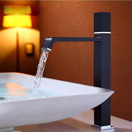 nuevo grifo estilo europeo alto cuadrado negro superior lavabo grifo