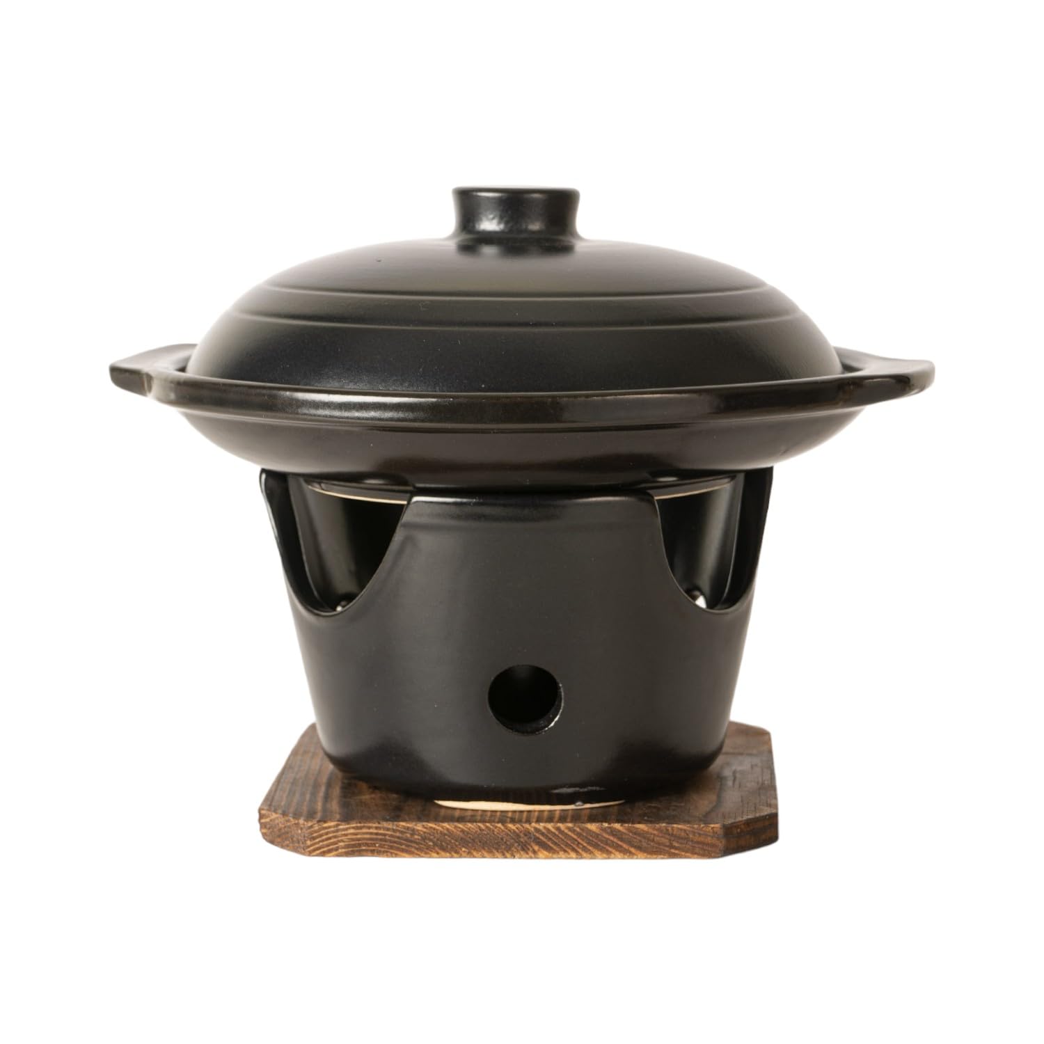 Photo 1 of Urban Tokyo Japanese Irori Earthenware Grill Pot Tobanyaki Ceramic Grill Plate with Stove and Trivet Kaiseki Ryori 10 fl oz Shallow Pot with Lid