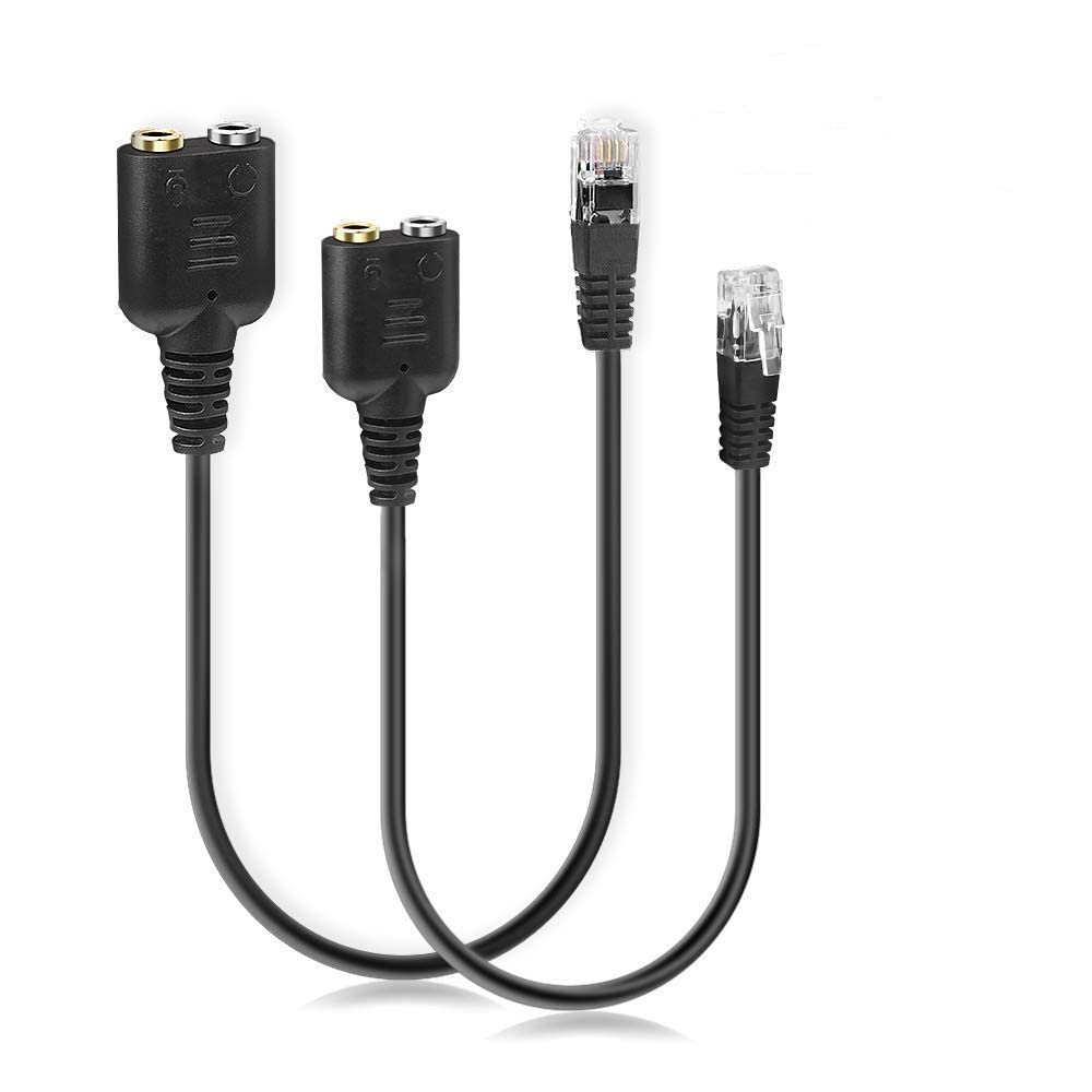 baolongking Headset Adapter RJ9 Male to 3.5mm Female Headset Phone MIC Audio Splitter Adapter Cable 2 Pack