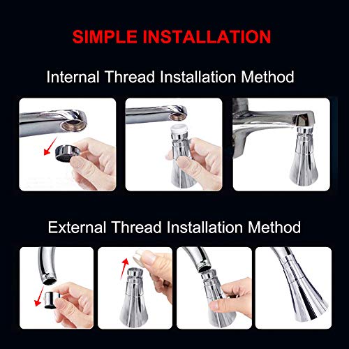 360-Degree Swivel Kitchen Sink Faucet Aerator with 2 Function Swivel Sprayer for Kitchen, Bathroom Faucet - Thumbnail 5
