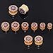 Longbeauty 4 Pair Vintage Handmade Organic Wood Double Flared Saddle Tunnel Ear Plugs Expander Gauges 12MM