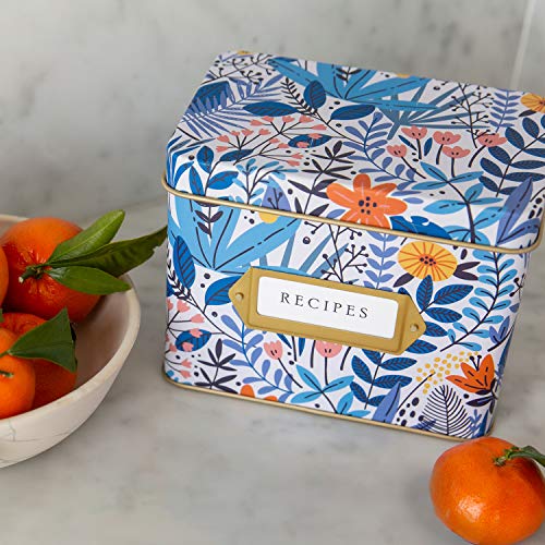 Jot & Mark Decorative Tin for Recipe Cards Holds Hundreds of 4” x 6