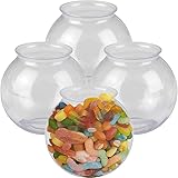 ArtCreativity Plastic Ivy Bowls, Set of 4, Empty 16oz Clear Bowls with Wide Open Mouth, Deep Bowls for Carnival Goldfish Game