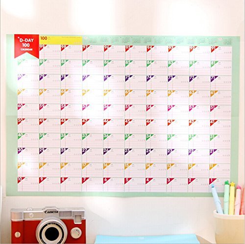 100 Days 2018-2019 Planer Sheet - 4 Packs Countdown Schedule Wall Calendars Daily Weekly Months Planner Goals Organizer for Work/Study/Lose Weight - Thumbnail 4