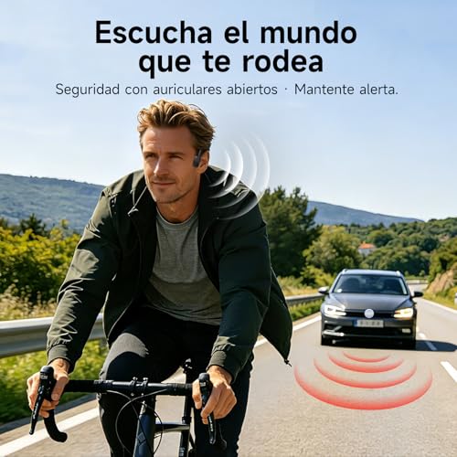 esonstyle Auriculares Conduccion Osea Bluetooth 6.0 – Cascos Conduccion Osea Inalambricos con Micrófono,IPX7 Impermeables Auriculares Deportivos Open Ear para Correr Ciclismo Fitness (Negro)