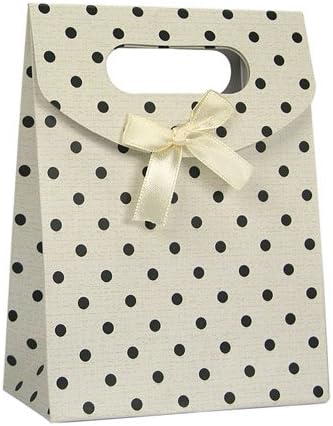 Amazon ギフト 贈答用 ペーパーバッグ 小 ギフト紙袋 プレゼントラッピング ブラックドット リボン付 10枚セット 6247 64 ギフトバッグ 袋 文房具 オフィス用品