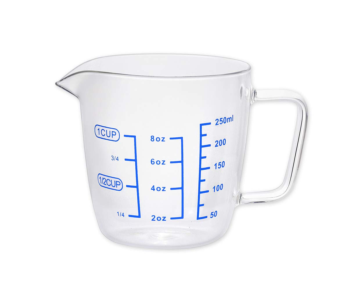 SCSpecial Measuring Jug Glass with 250ml 8.8oz Measuring Cup Scale Cup, 1 Cup