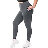 Leafigure Plus Size Leggings with Pockets for Women - High Waisted Buttery Soft Yoga Leggings for Workout