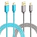 Micro USB Charger 6ft, HI-CABLE High Speed Charge/Sync Nylon Braided Fast Charging Cord for Android Samsung Galaxy S6 S7 Edge, HTC M9, Moto X G, Blackberry, More (2-Pack) -Blue/Gray