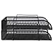 2 Tier Paper Letter Tray Desk Organizer with Bottom Support Frame Stackable Desktop File Document Organizer Metal Mesh Collection Office Desk Accessories with 3Pcs File Folders,Vertical Black