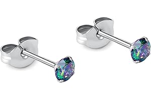 BELEZADOSAS 1 Pair Implant Grade Titanium Stud Earrings Set Hypoallergenic 3mm 4mm 5mm 6mm Cubic Zirconia G23 Titanium Earring Studs for Women Men for Sensitive Ear