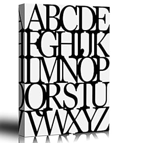 Black and White Alphabet Image - Modern Stark Graphic Lettering - Canvas Art Home Art - 12x18 inches