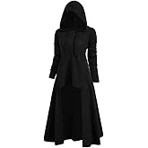 JMSUN Women Sweater Dress Hooded Costume High Low Drop Shoulder Longline Gothic Pullover Outfit