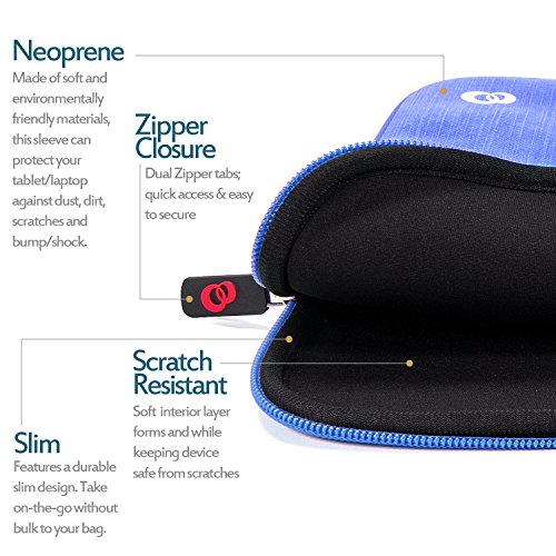 NX Slim Neoprene Protective Laptop Sleeve 11-12 inch, 360 Water Resistant PC Cover Case for MacBook Air 12, Microsoft Surface Pro, Chromebook (Black Blue)