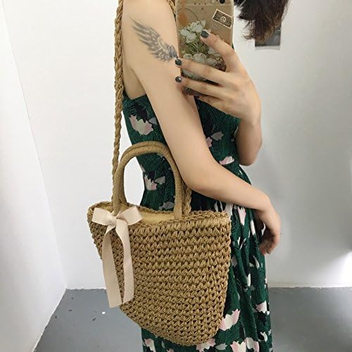 OneMoreT Bohemia Handmade Rattan Woven Handbag Straw Knitted Messenger Bag Summer Beach