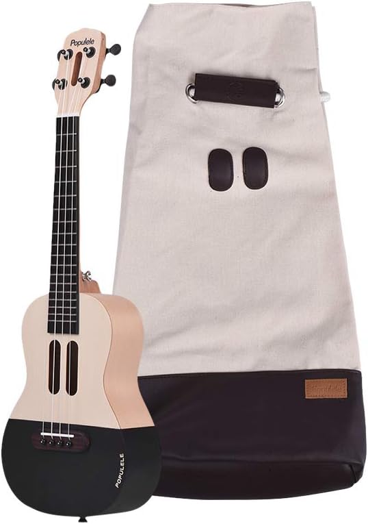 Populele U1 23in Smart Concert Ukulele Ukelele Uke Kit Supports APP Teaching BT Connection ABS Fretboard with LED light for Beginners Including Carry Bag Strings Picks USB Charging Cable
