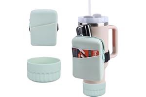YRAKOZIN [2 Pack] Water Bottle Silicone Pouch + Protective Silicone Boot for Stanley Tumbler 20-30-40oz, Compatible with Stanley Cup Accessories (Green)