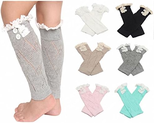 6 Pack 3-10 Years Girls Lace Trim Leg Warmer Crochet Knit Boot Socks Topper Cuff