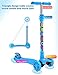 GEI Outon Kick Scooter For Kids 3 Wheel Lean To Steer Adjustable Height PU 4 LED Flasing Wheels Blue