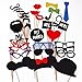 Pixnor 31PCS Colorful Props On A Stick Mustache Photo Booth Party Fun Wedding Christmas Birthday Favor