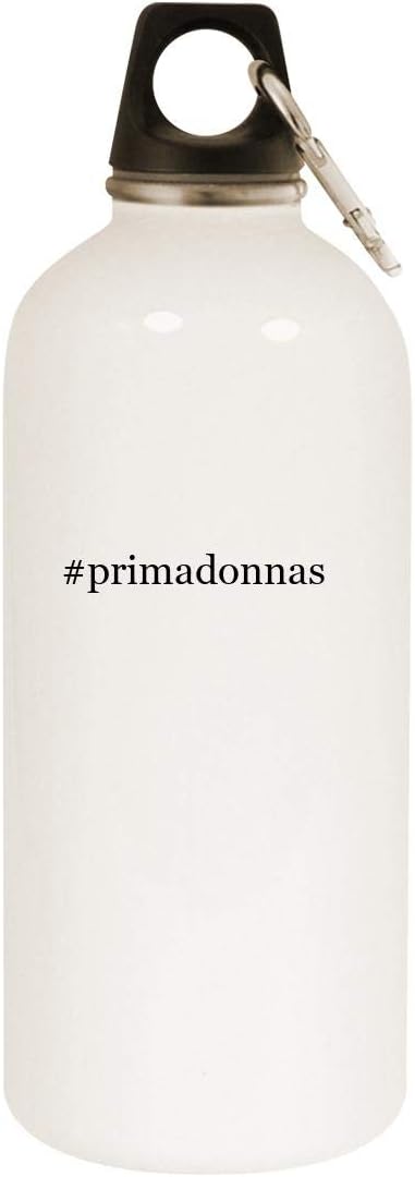 #primadonnas - 20oz Hashtag Stainless Steel White Water Bottle with Carabiner, White