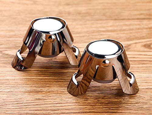 Chohey Champagne Bottle Stopper,4 Pack Stainless Steel Sparkling Wine Bottle Plug Sealer Set ,Champagne Accessories