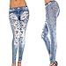 Amybria Women's Skinny Jeggings Stretchy Slim Denim Look Leggings Trousers, Blue, One Size