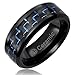 Cavalier Jewelers 8MM Jewelry Grade Black Ceramic Ring Wedding Band Black Blue Carbon Fiber Inlay