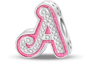 LIGHTDOG 925 Sterling Silver Letter Charms Fits Pandora Bracelets Alphabet AZ Bead Charm for Bracelets Necklace with 5A Cubic Zirconia for Women Birthday Ceremony DIY Jewelry Gift