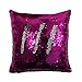 Howarmer 18x18 Inch Cotton Reversible Sequined Throw Pillows for Teen Girls,Pillow Cases Hot Pink, Magic Sequins, (18x18-Inch, Hot Pink-Silver)