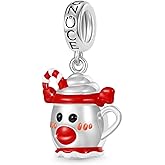 GNOCE Christmas Cup & Candy Cane Pendant Charm Sterling Silver Dangle Christmas Charm Fit Bracelet/Necklace for Women Wife/Jewelry Gift