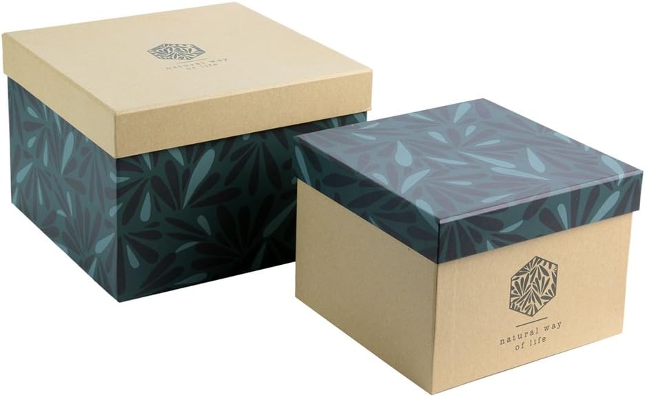 Totally Addict rg6020 Natural Life-2 Pcs Paper, Vert-Marron Nesting Box, 20 x 20 x 14 cm