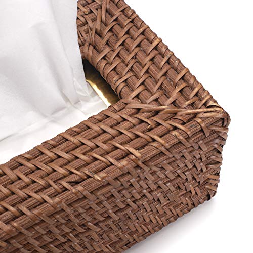 DECRAFTS Rattan Tissue Box Cover Natural Woven Facial Napkin Holder Rectangular (Honey Brown,9.4x5.5x4.3 Inch) - Thumbnail 5