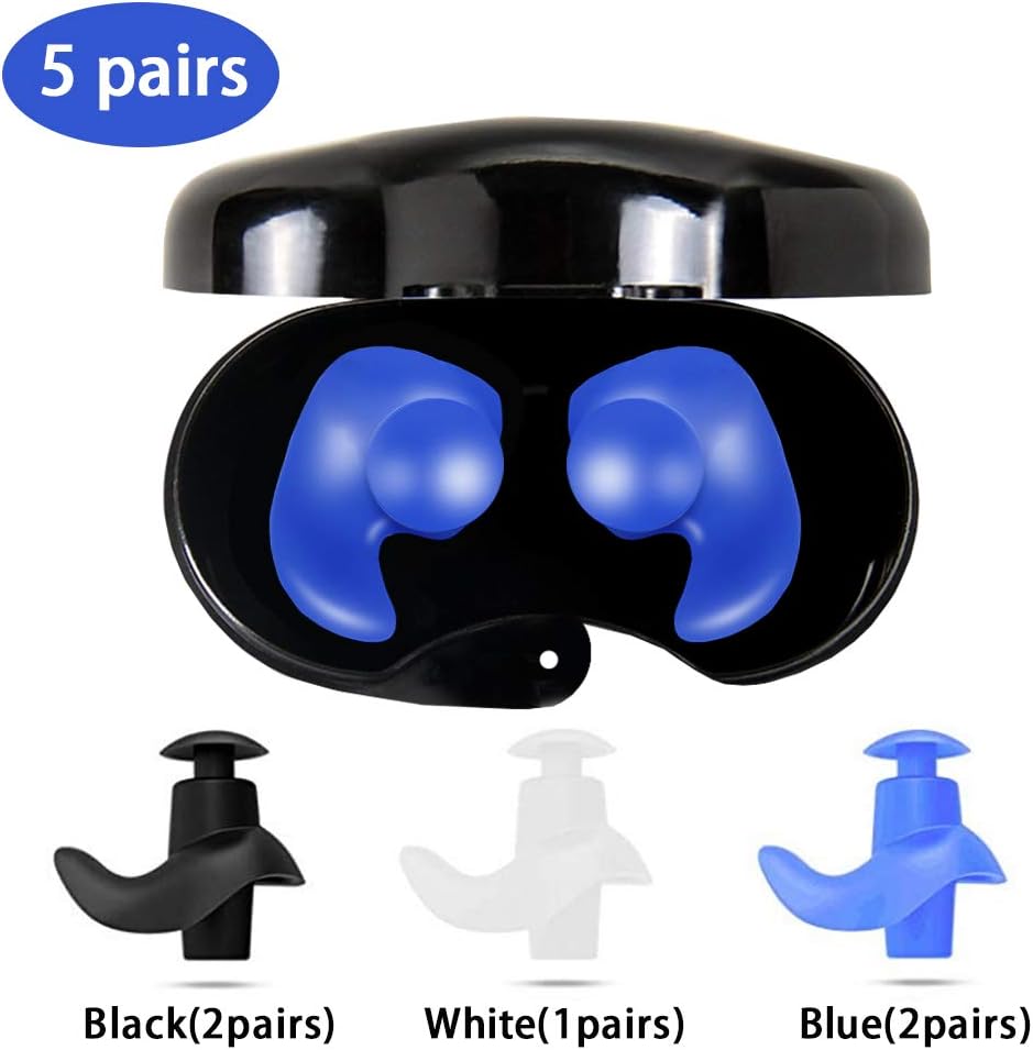 Naohiro Swimming Earplugs,Waterproof Reusable Silicone Swimming Ear Plugs for Swimming Showering Bathing Surfing Snorkeling and Other Water Sports,Suitable for Kids and Adults,5-Pairs Pack: Health & Personal Care