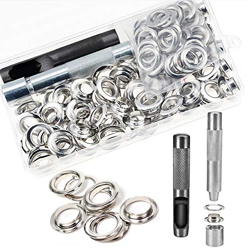 Grommet Kit,Grommets 1/2 inch Heavy Duty Metal Eyelets Kit for Fabric