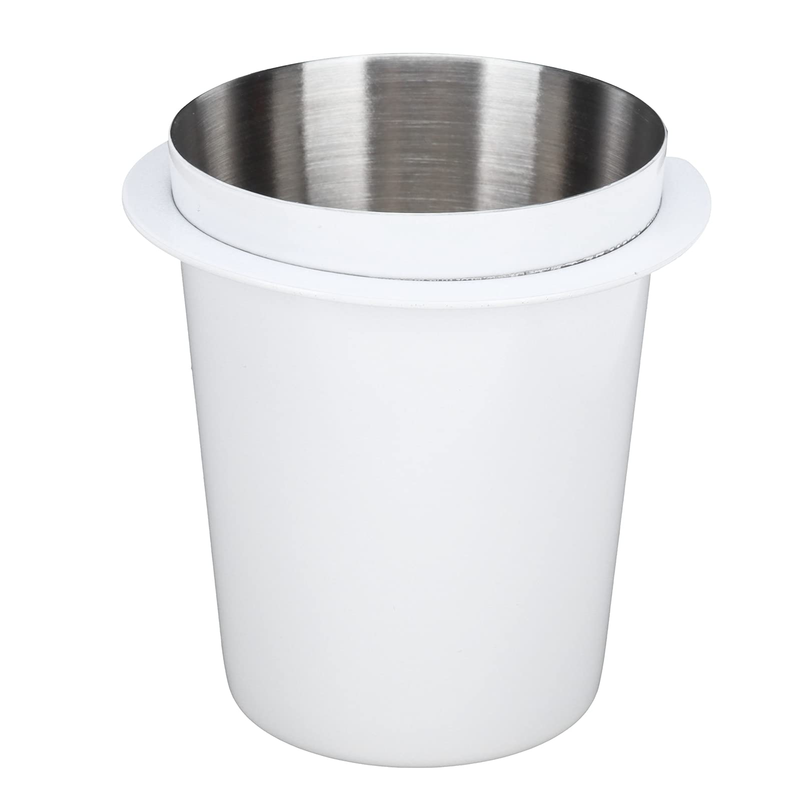 Stainless Steel Coffee Dosing Cup 58mm Diameter Grinder Grinding Coffee Powder Rustproof Durable for Coffee Machines, Milk Tea Shops, Home (58mm white)